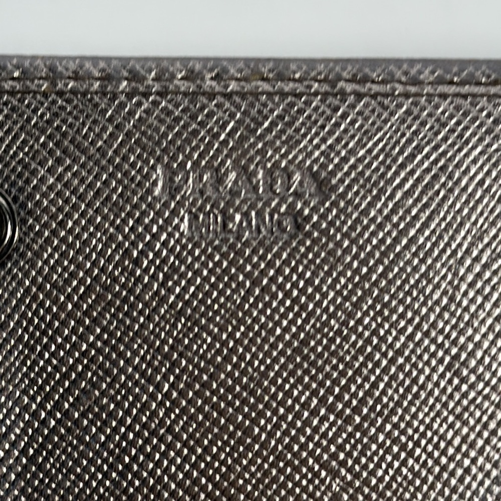 Authentic PRADA Large Saffiano Leather Wallet- Silver - Picture 8 of 16